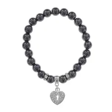 Браслет Сердце (Любовь и семейное счастье) синт.камень Гематит 8мм BS-CR-0058