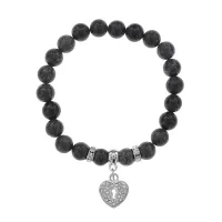 Браслет Сердце (любовь и семейное счастье) нат.камень Змеевик 8мм BS-CR-0059