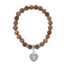 Браслет Сердце (Любовь и семейное счастье) нат.камень Песочная яшма 8мм BS-CR-0060