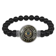 Браслет из черного агата Магический глаз BSBA-006
