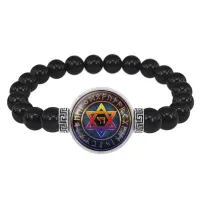 Браслет из черного агата Звезда Давида BSBA-008