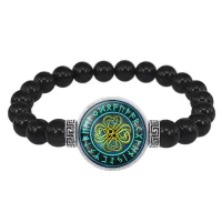 Браслет из черного агата Клевер удачи BSBA-010