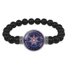 Браслет из черного агата Звезда магов BSBA-012