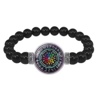 Браслет из черного агата Викканское колесо года BSBA-018