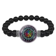 Браслет из черного агата Викканское колесо года BSBA-018