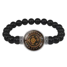 Браслет из черного агата Месяц и Солнце BSBA-019