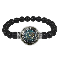 Браслет из черного агата Астрологическая мандала BSBA-020