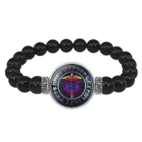 Браслет из черного агата Кадуцей BSBA-022