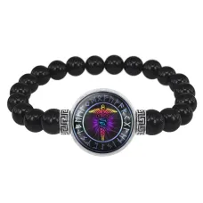 Браслет из черного агата Кадуцей BSBA-022