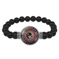 Браслет из черного агата Волки Инь-Ян BSBA-025