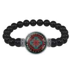 Браслет из черного агата Кельтский крест BSBA-026