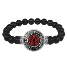 Браслет из черного агата Пентаграмма BSBA-028