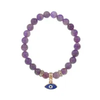 Браслет Глаз (от сглаза и порчи) нат.камень Аметист 8мм BS-CR-0063
