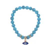 Браслет Глаз (от сглаза и порчи) синт.камень Бирюза 8мм BS-CR-0065