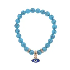 Браслет Глаз (от сглаза и порчи) синт.камень Бирюза 8мм BS-CR-0065