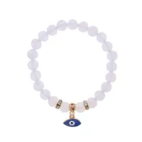 Браслет Глаз (от сглаза и порчи) синт.камень Лунный камень 8мм BS-CR-0071