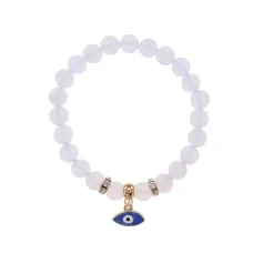 Браслет Глаз (от сглаза и порчи) синт.камень Лунный камень 8мм BS-CR-0071