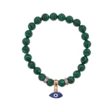 Браслет Глаз (от сглаза и порчи) синт.камень Малахит 8мм BS-CR-0072