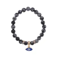 Браслет Глаз (от сглаза и порчи) нат.камень Снежный обсидиан 8мм BS-CR-0074