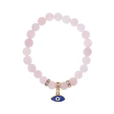 Браслет Глаз (от сглаза и порчи) нат.камень Розовый кварц 8мм BS-CR-0075