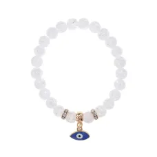 Браслет Глаз (от сглаза и порчи) синт.камень Сахарный кварц 8мм BS-CR-0076