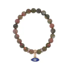 Браслет Глаз (от сглаза и порчи) нат.камень Унакит 8мм BS-CR-0080