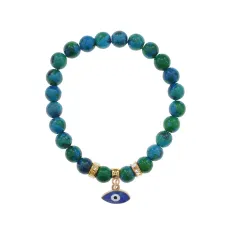 Браслет Глаз (от сглаза и порчи) синт.камень Хризоколла 8мм BS-CR-0081