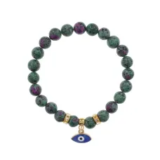 Браслет Глаз (от сглаза и порчи) синт.камень Цоизит 8мм BS-CR-0082