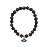 Браслет Глаз (от сглаза и порчи) нат.камень Черный агат 8мм BS-CR-0083