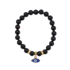 Браслет Глаз (от сглаза и порчи) нат.камень Черный агат 8мм BS-CR-0083