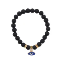 Браслет Глаз (от сглаза и порчи) синт.камень Шунгит 8мм BS-CR-0084