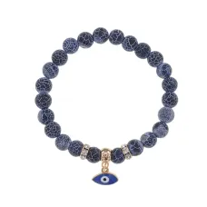 Браслет Глаз (от сглаза и порчи) нат.камень синий Африк. агат 8мм BS-CR-0087