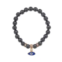Браслет Глаз (от сглаза и порчи) синт.камень Гематит 8мм BS-CR-0088