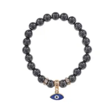 Браслет Глаз (от сглаза и порчи) синт.камень Гематит 8мм BS-CR-0088