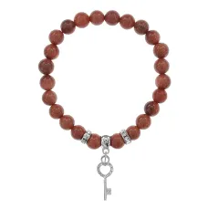 Браслет Ключ (счастье) синт.камень Корич. авантюрин 8мм BS-CR-0091