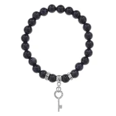 Браслет Ключ (Счастье) синт.камень Синий авантюрин 8мм BS-CR-0092