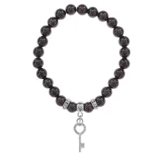 Браслет Ключ (счастье) нат.камень Гранат 8мм BS-CR-0096