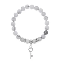 Браслет Ключ (Счастье) нат.камень Кахолонг 8мм BS-CR-0097
