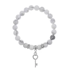 Браслет Ключ (Счастье) нат.камень Кахолонг 8мм BS-CR-0097