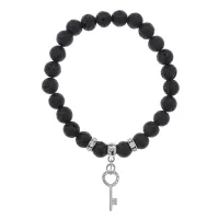 Браслет Ключ (Счастье) нат.камень Лава 8мм BS-CR-0099