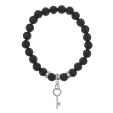 Браслет Ключ (Счастье) нат.камень Лава 8мм BS-CR-0099