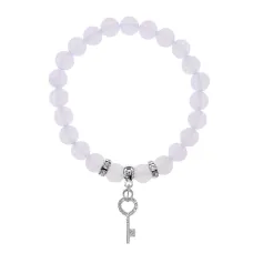 Браслет Ключ (счастье) синт.камень Лунный камень 8мм BS-CR-0101