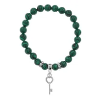 Браслет Ключ (Счастье) синт.камень Малахит 8мм BS-CR-0102