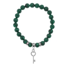 Браслет Ключ (Счастье) синт.камень Малахит 8мм BS-CR-0102