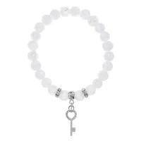 Браслет Ключ (Счастье) синт.камень Сахарный кварц 8мм BS-CR-0106