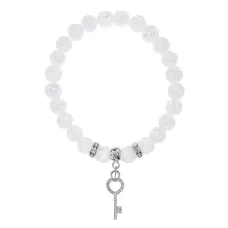 Браслет Ключ (Счастье) синт.камень Сахарный кварц 8мм BS-CR-0106
