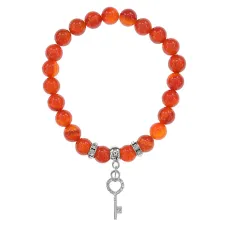 Браслет Ключ (Счастье) нат.камень Сердолик 8мм BS-CR-0107