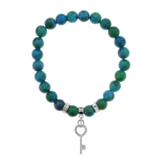 Браслет Ключ (счастье) синт.камень Хризоколла 8мм BS-CR-0111