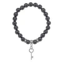 Браслет Ключ (Счастье) синт.камень Гематит (не магнит.) 8мм BS-CR-0118