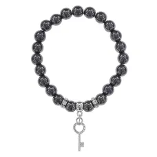 Браслет Ключ (Счастье) синт.камень Гематит (не магнит.) 8мм BS-CR-0118